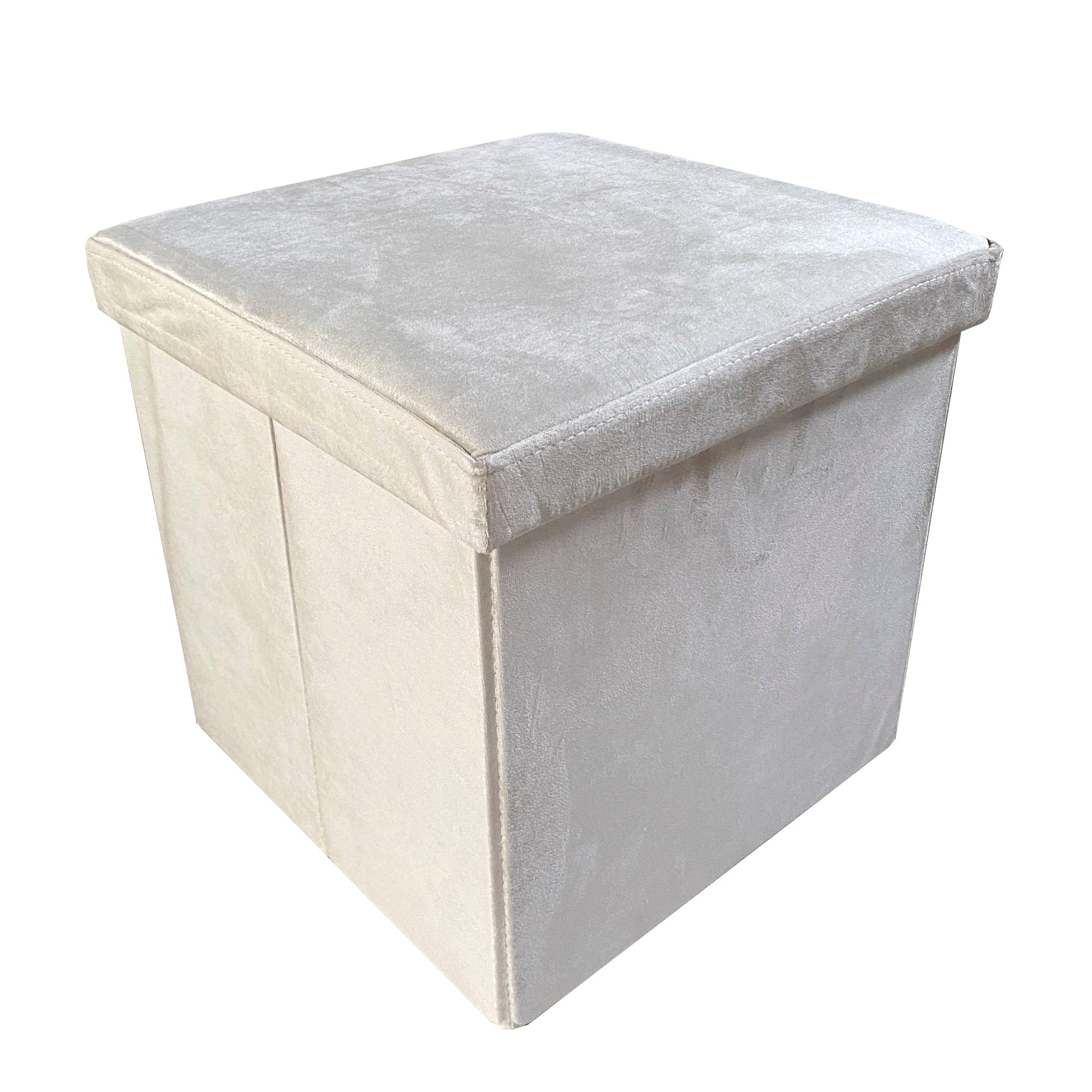 Pouf portaoggetti quadrato pieghevole in velluto 38x38x38 cm | Nyana Casa | Stile ottomano | Morbido velluto | Nero, grigio e beige