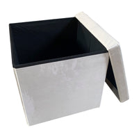 Pouf portaoggetti quadrato pieghevole in velluto 38x38x38 cm | Nyana Casa | Stile ottomano | Morbido velluto | Nero, grigio e beige