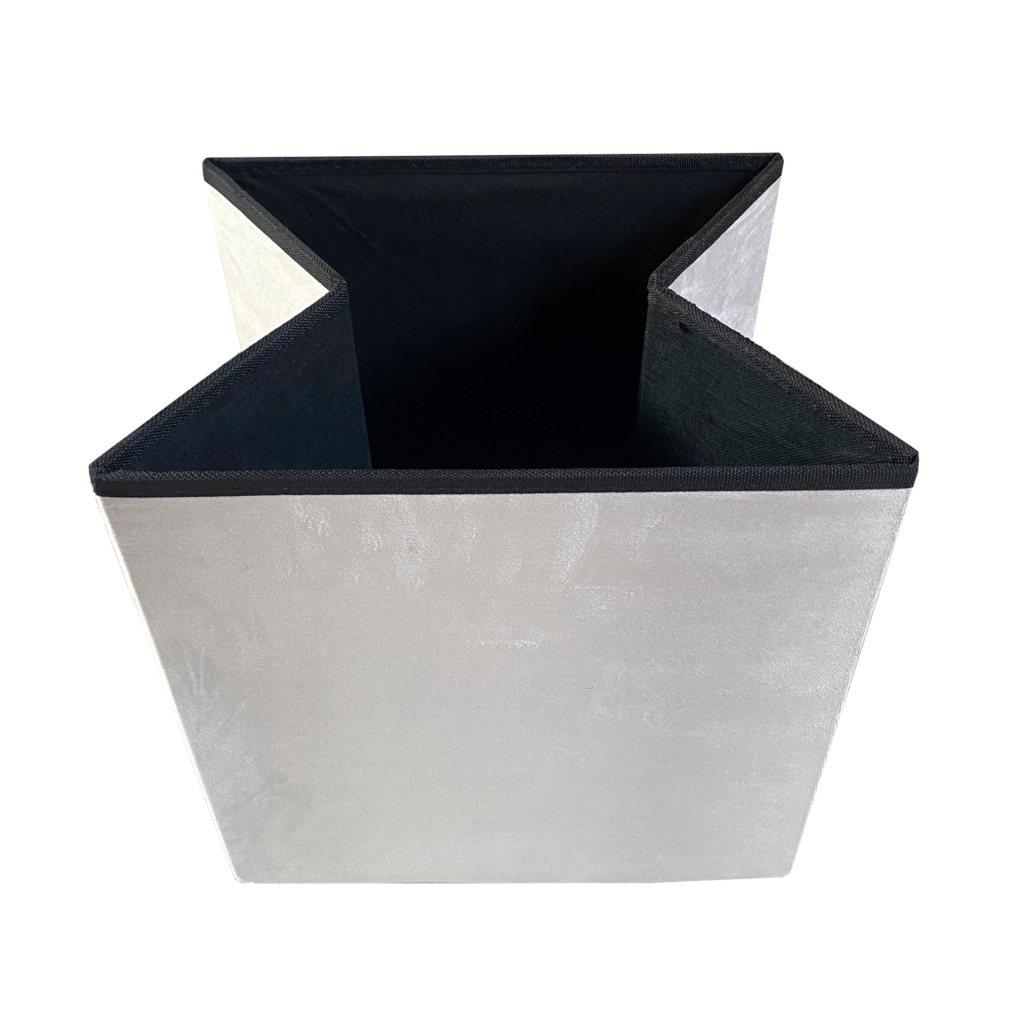 Pouf portaoggetti quadrato pieghevole in velluto 38x38x38 cm | Nyana Casa | Stile ottomano | Morbido velluto | Nero, grigio e beige