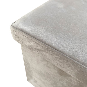 Pouf portaoggetti quadrato pieghevole in velluto 38x38x38 cm | Nyana Casa | Stile ottomano | Morbido velluto | Nero, grigio e beige