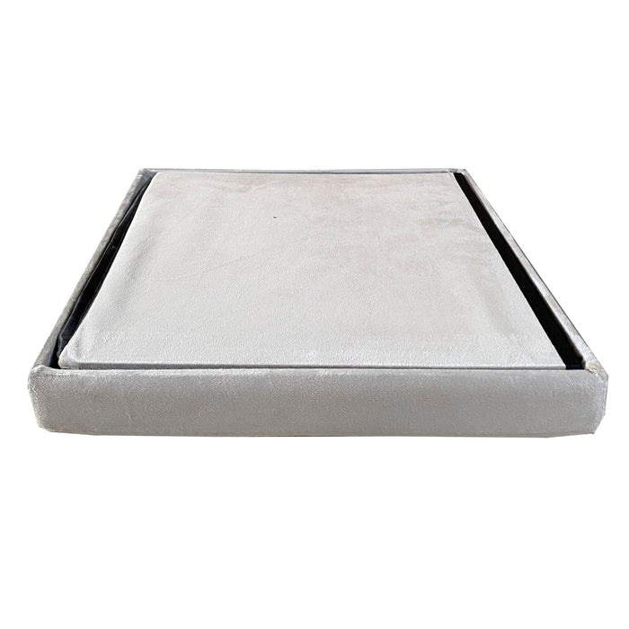 Pouf portaoggetti quadrato pieghevole in velluto 38x38x38 cm | Nyana Casa | Stile ottomano | Morbido velluto | Nero, grigio e beige