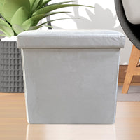 Pouf portaoggetti quadrato pieghevole in velluto 38x38x38 cm | Nyana Casa | Stile ottomano | Morbido velluto | Nero, grigio e beige