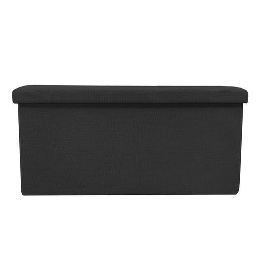 Puff Ottomano Portaoggetti Rettangolare in Tessuto Pieghevole 76x38x38cm | Nyana Casa | Stile ottomano | Tessuto Resistente | Nero, grigio e beige