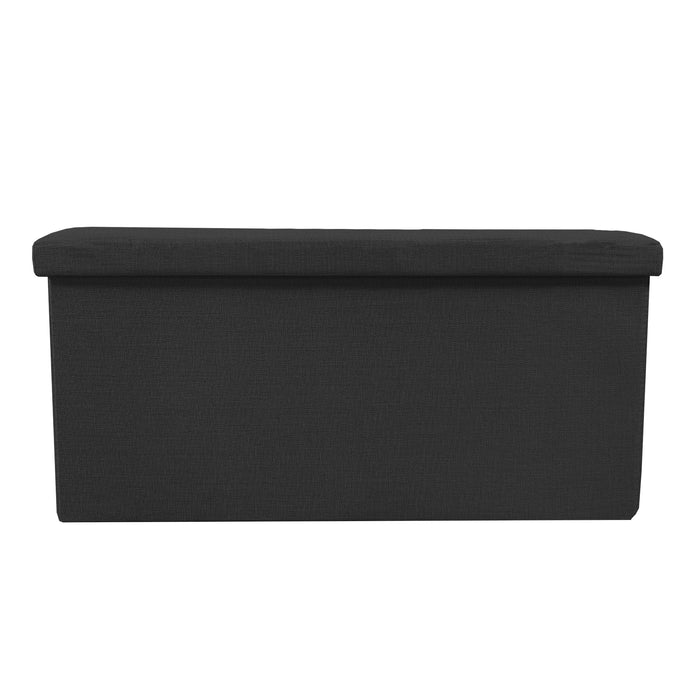 Puff Ottomano Portaoggetti Rettangolare in Tessuto Pieghevole 76x38x38cm | Nyana Casa | Stile ottomano | Tessuto Resistente | Nero, grigio e beige