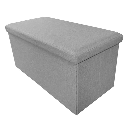 Puff Ottomano Portaoggetti Rettangolare in Tessuto Pieghevole 76x38x38cm | Nyana Casa | Stile ottomano | Tessuto Resistente | Nero, grigio e beige