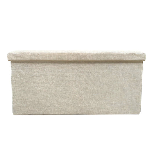 Puff Ottomano Portaoggetti Rettangolare in Tessuto Pieghevole 76x38x38cm | Nyana Casa | Stile ottomano | Tessuto Resistente | Nero, grigio e beige