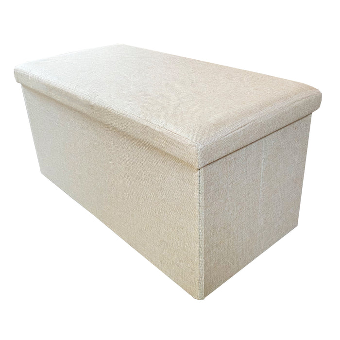 Puff Ottomano Portaoggetti Rettangolare in Tessuto Pieghevole 76x38x38cm | Nyana Casa | Stile ottomano | Tessuto Resistente | Nero, grigio e beige