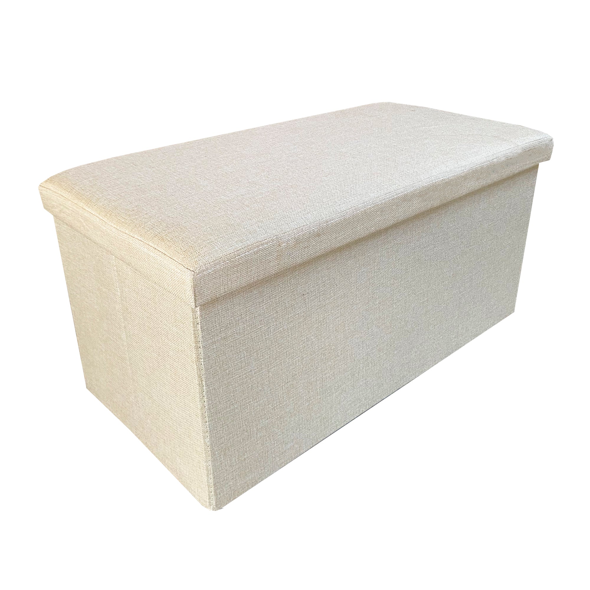 Puff Ottomano Portaoggetti Rettangolare in Tessuto Pieghevole 76x38x38cm | Nyana Casa | Stile ottomano | Tessuto Resistente | Nero, grigio e beige