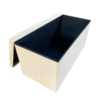 Puff Ottomano Portaoggetti Rettangolare in Tessuto Pieghevole 76x38x38cm | Nyana Casa | Stile ottomano | Tessuto Resistente | Nero, grigio e beige