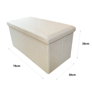 Puff Ottomano Portaoggetti Rettangolare in Tessuto Pieghevole 76x38x38cm | Nyana Casa | Stile ottomano | Tessuto Resistente | Nero, grigio e beige