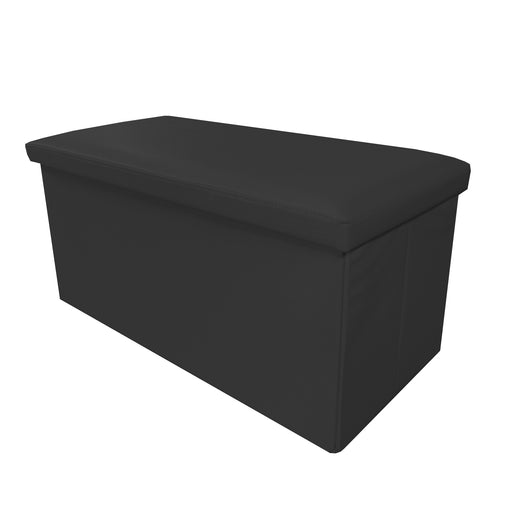 Puff Ottomano rettangolare pieghevole in similpelle 76x38x38 cm | Nyana Casa | Stile ottomano | Similpelle resistente | Nero, grigio e beige