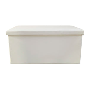 Puff Ottomano rettangolare pieghevole in similpelle 76x38x38 cm | Nyana Casa | Stile ottomano | Similpelle resistente | Nero, grigio e beige