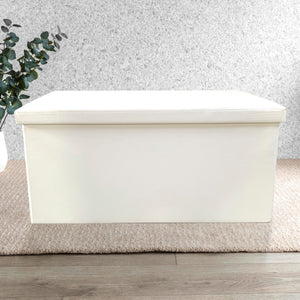 Puff Ottomano rettangolare pieghevole in similpelle 76x38x38 cm | Nyana Casa | Stile ottomano | Similpelle resistente | Nero, grigio e beige