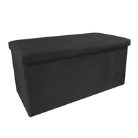 Pouf portaoggetti rettangolare pieghevole in velluto 76x38x38 cm | Nyana Casa | Stile ottomano | Morbido velluto | Nero, grigio e beige