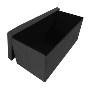 Pouf portaoggetti rettangolare pieghevole in velluto 76x38x38 cm | Nyana Casa | Stile ottomano | Morbido velluto | Nero, grigio e beige