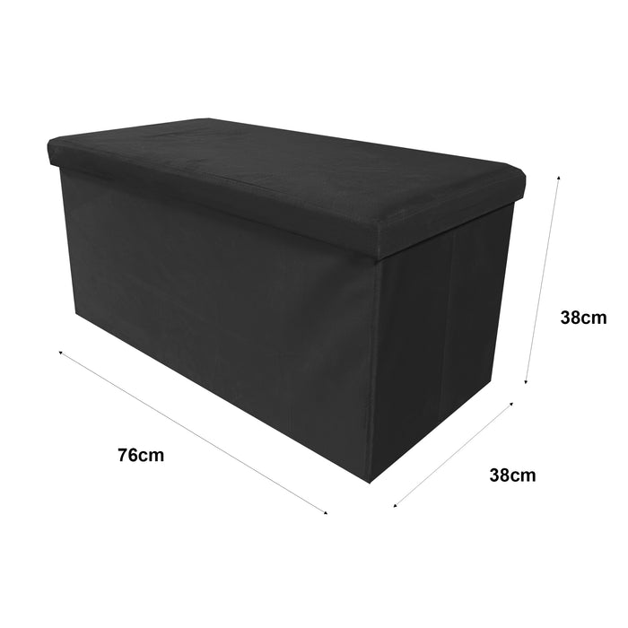 Pouf portaoggetti rettangolare pieghevole in velluto 76x38x38 cm | Nyana Casa | Stile ottomano | Morbido velluto | Nero, grigio e beige