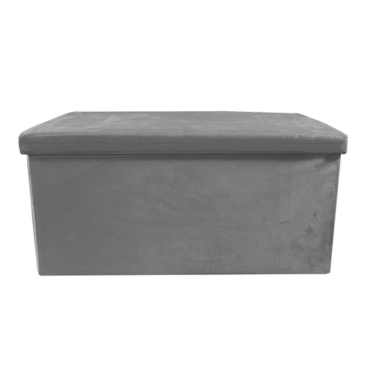 Pouf portaoggetti rettangolare pieghevole in velluto 76x38x38 cm | Nyana Casa | Stile ottomano | Morbido velluto | Nero, grigio e beige