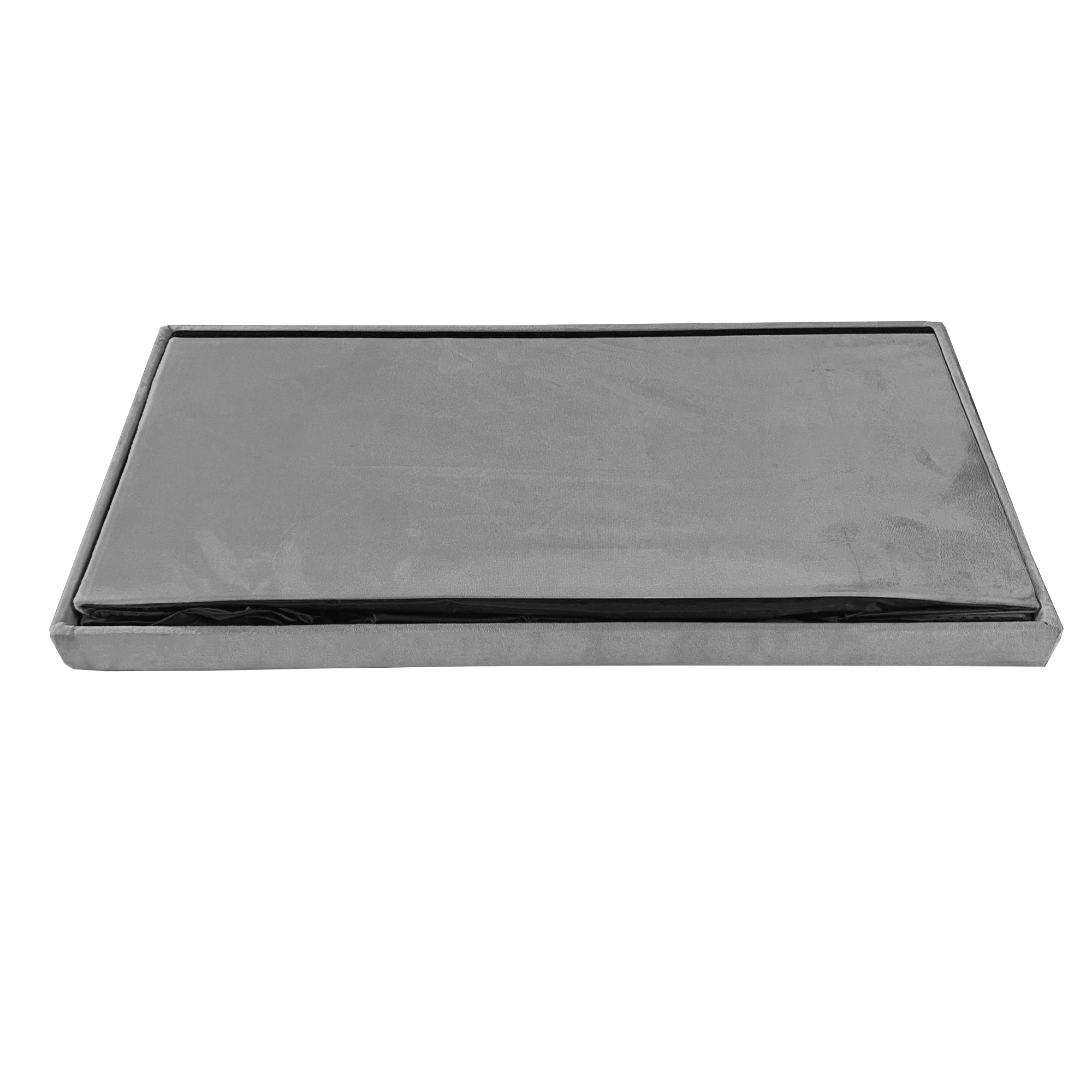 Pouf portaoggetti rettangolare pieghevole in velluto 76x38x38 cm | Nyana Casa | Stile ottomano | Morbido velluto | Nero, grigio e beige