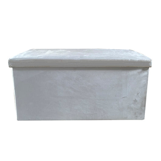 Pouf portaoggetti rettangolare pieghevole in velluto 76x38x38 cm | Nyana Casa | Stile ottomano | Morbido velluto | Nero, grigio e beige