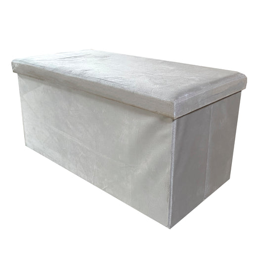 Pouf portaoggetti rettangolare pieghevole in velluto 76x38x38 cm | Nyana Casa | Stile ottomano | Morbido velluto | Nero, grigio e beige