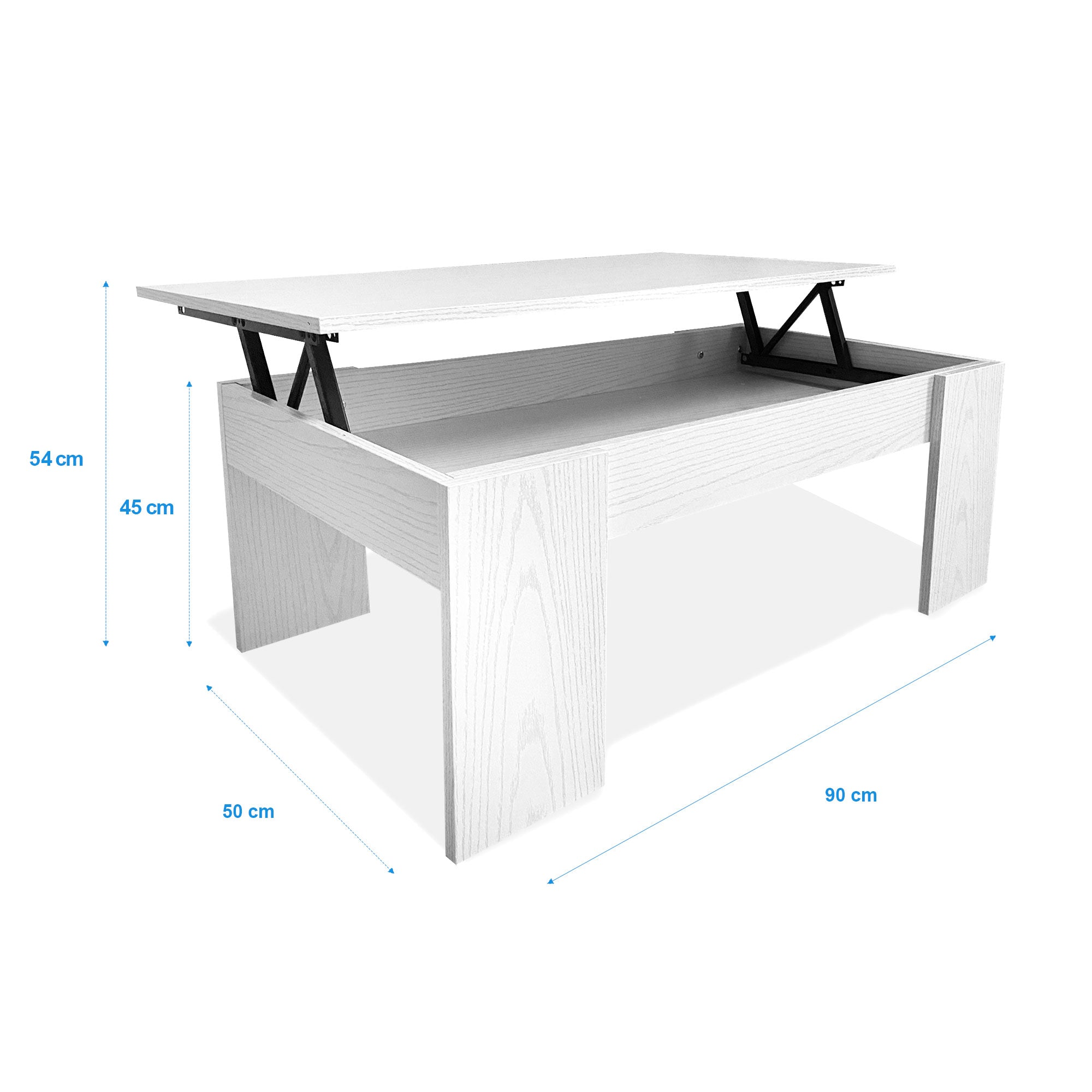 Tavolino da caffè con piano sollevabile Nyana Home Artik bianco, resistente, facile da pulire, design moderno