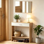 Elegante organizer per corridoio, moderno tavolo da trucco con specchio, consolle
