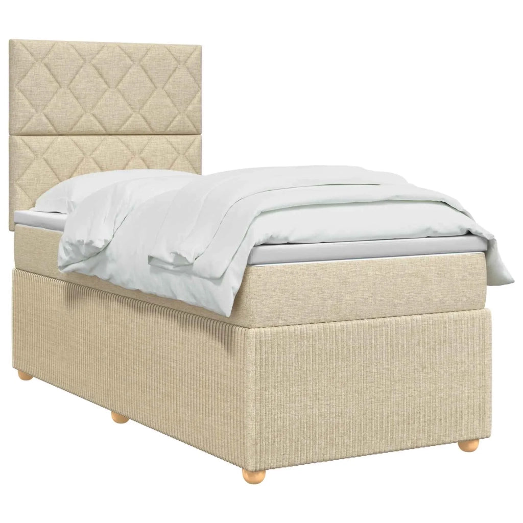 Letto box spring con materasso Crema 100 x 200 cm Tessuto 3454338