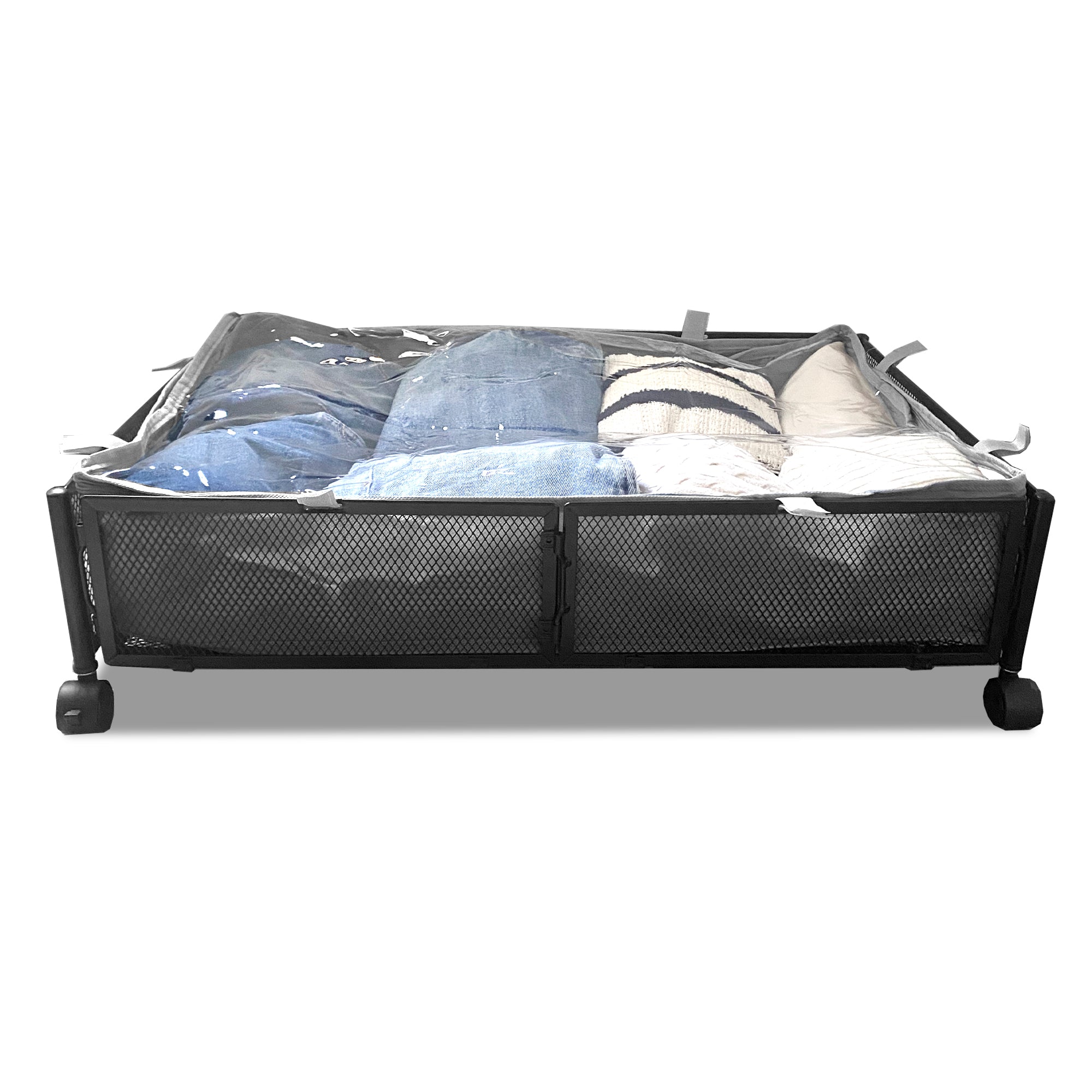 Organizzatore sottoletto in metallo con ruote – Pieghevole per abiti e scarpe – Nyana Home