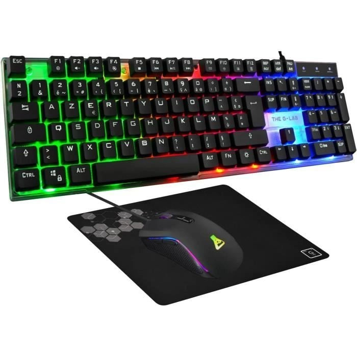 Combo da gioco 3 in 1 - Tastiera da gioco retroilluminata e mouse da gioco + Tappetino per mouse - THE G-LAB - COMBO YTTRIUM