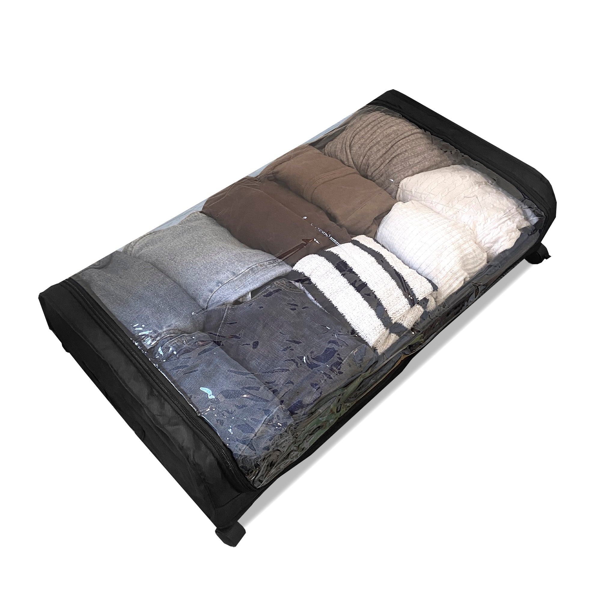 Organizzatore sottoletto Round – Pieghevole con ruote e coperchio trasparente – Compatto – Nyana Home