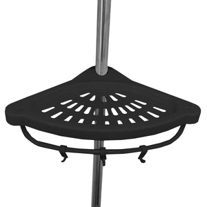 Mensola telescopica da bagno 276-330 cm – 4 ripiani regolabili con ganci – Senza forature – Acciaio inox