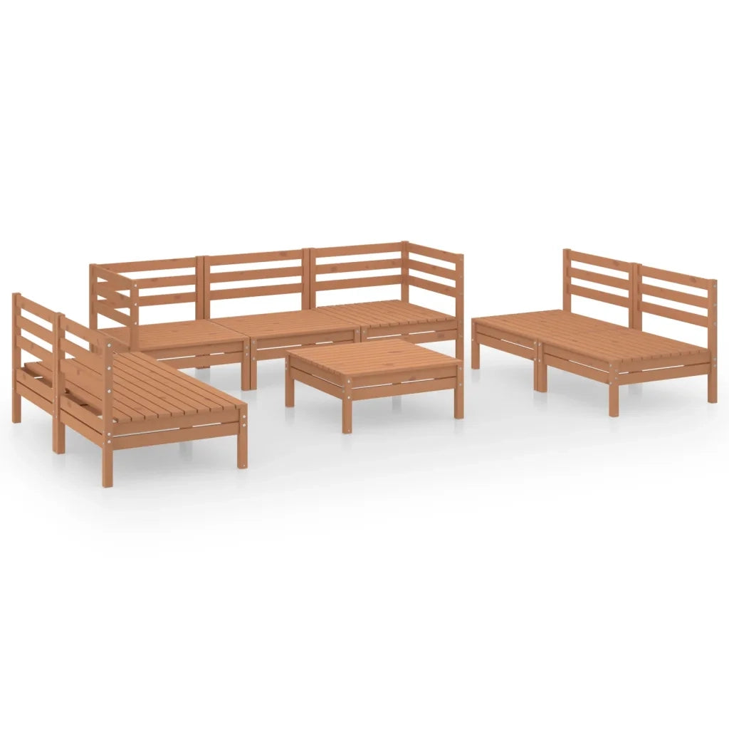 Set Salotto da Giardino 8pz Marrone Ambra Legno Massello Pino 3082570