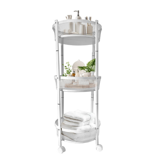 Carrello verdure pieghevole in metallo – 3 ripiani con ruote bloccabili – Organizzazione cucina compatta – Nyana Home