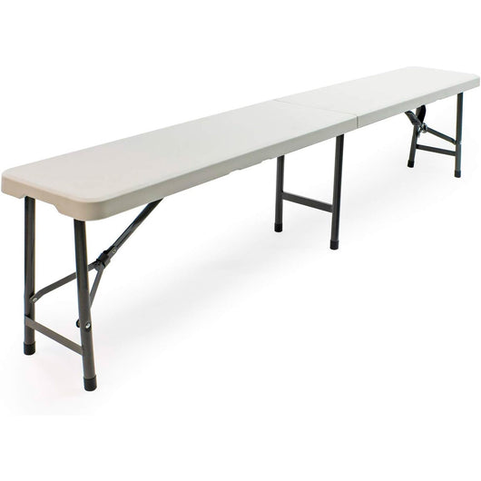 Panca pieghevole in resina 180x29x43 cm Struttura in acciaio Basi in resina Maniglie per il trasporto Blocco di sicurezza