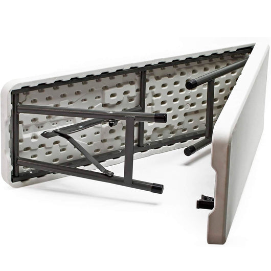 Panca pieghevole in resina 180x29x43 cm Struttura in acciaio Basi in resina Maniglie per il trasporto Blocco di sicurezza