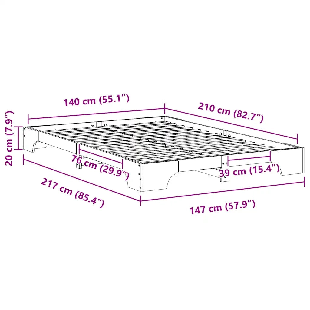 Struttura del letto Marrone 140 x 210 cm Pino massello 872901