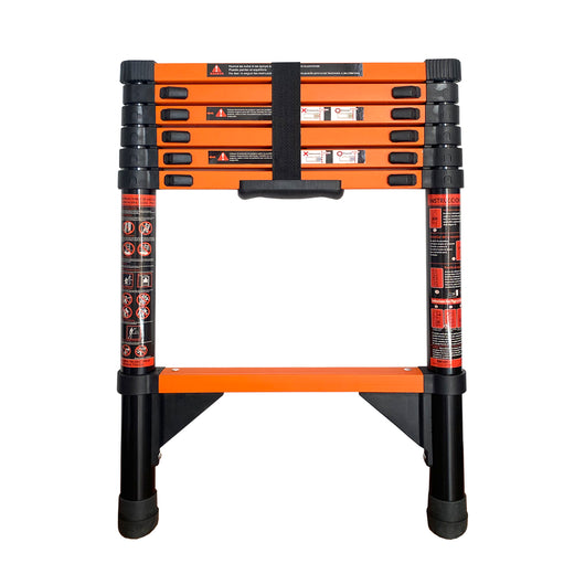 Scala telescopica estensibile in acciaio al carbonio Nyana Tools – 2 m – Certificazione EN-131 – Piedini antiscivolo e blocco di sicurezza