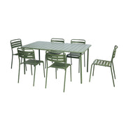 Set tavolo da giardino in acciaio con 6 sedie, 160cm, verde
