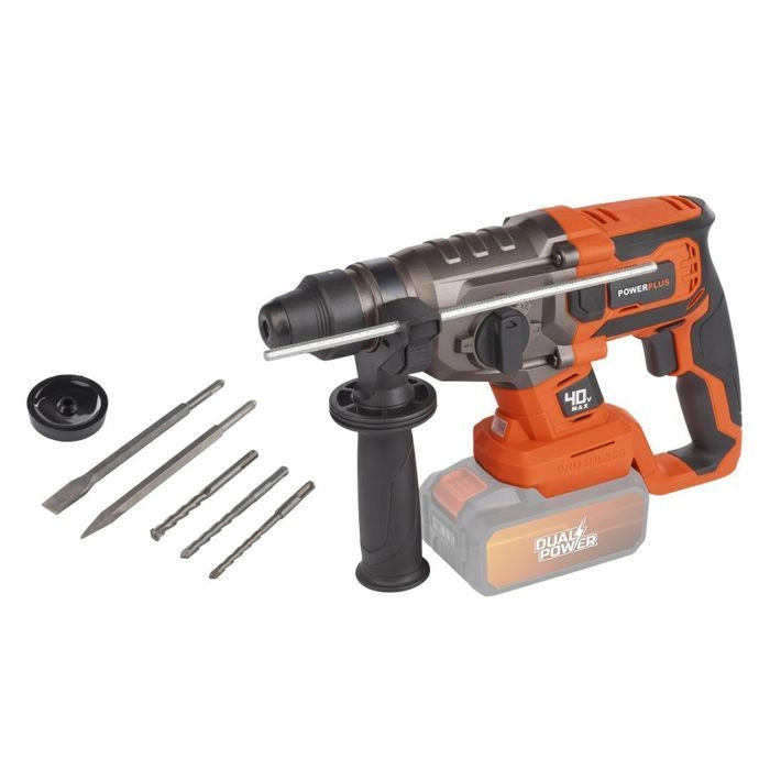 Prank wireless martellino 40v 5j SDS -Plus Brushless + 5 Accessori - Dual Power Powdp15680 - consegnato senza batteria o caricabatterie
