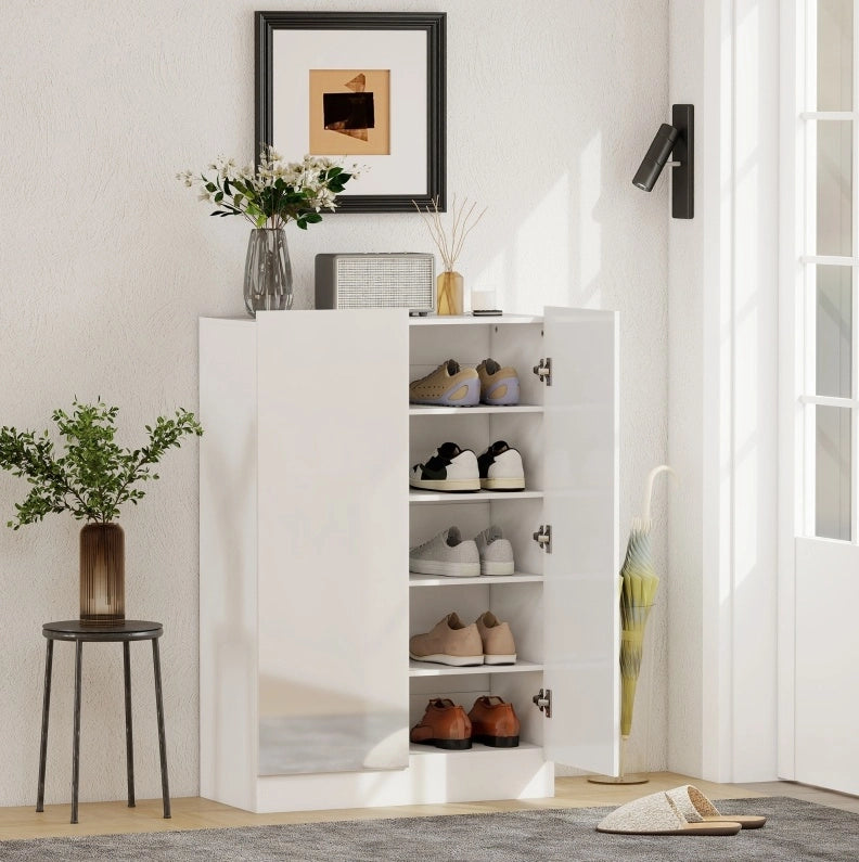 Scarpiera 72x34,5x103 cm bianca in MDF con 5 livelli regolabili