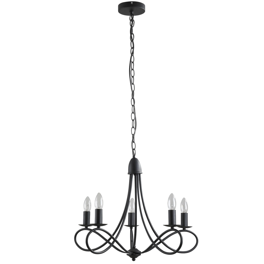 Lampadario a Soffitto Stile Rustico ¨C Zephmum ¨C Nero Acciaio Intrecciato §¶58x45cm