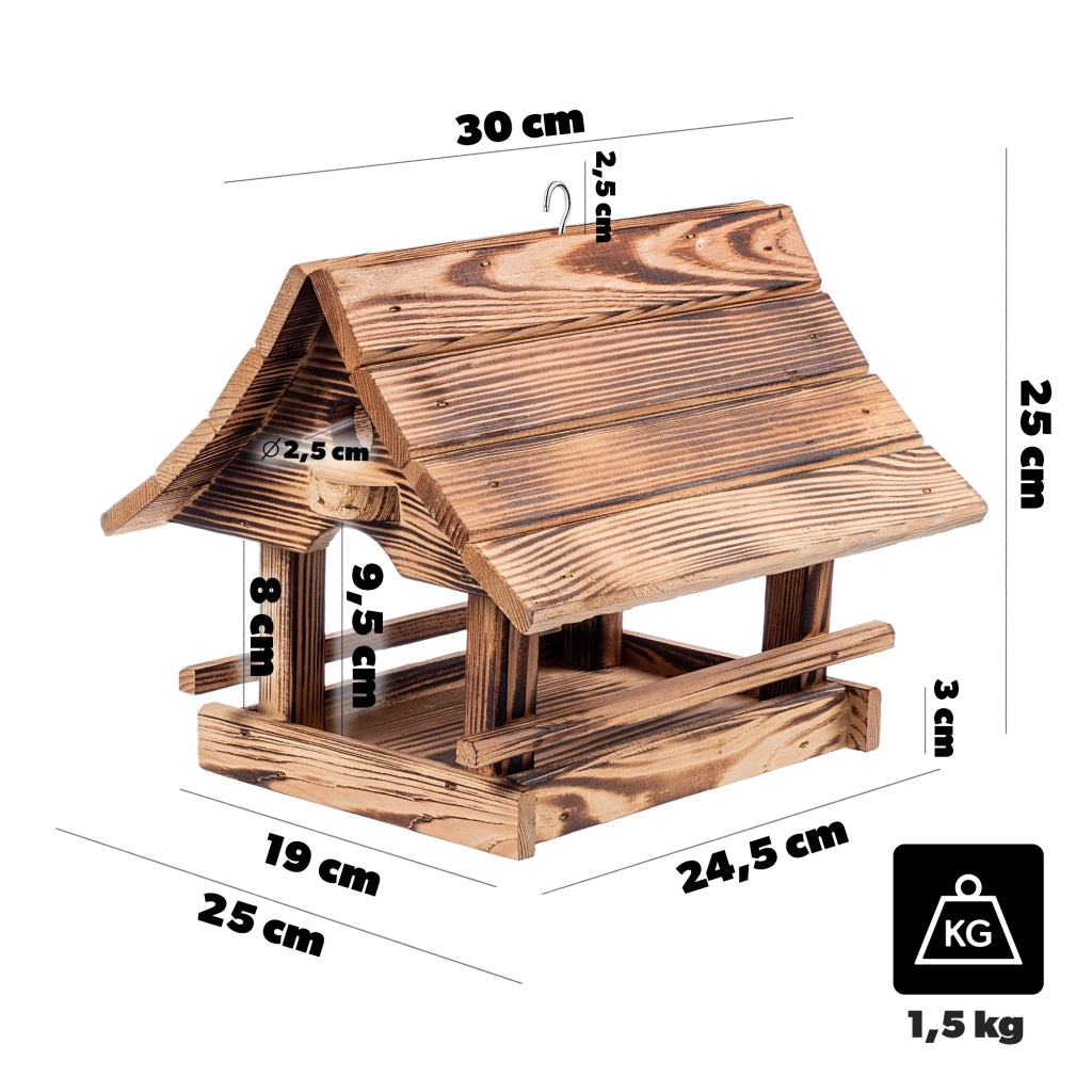 KADAX Grande mangiatoia per uccelli premium con casetta in legno e confezione regalo
