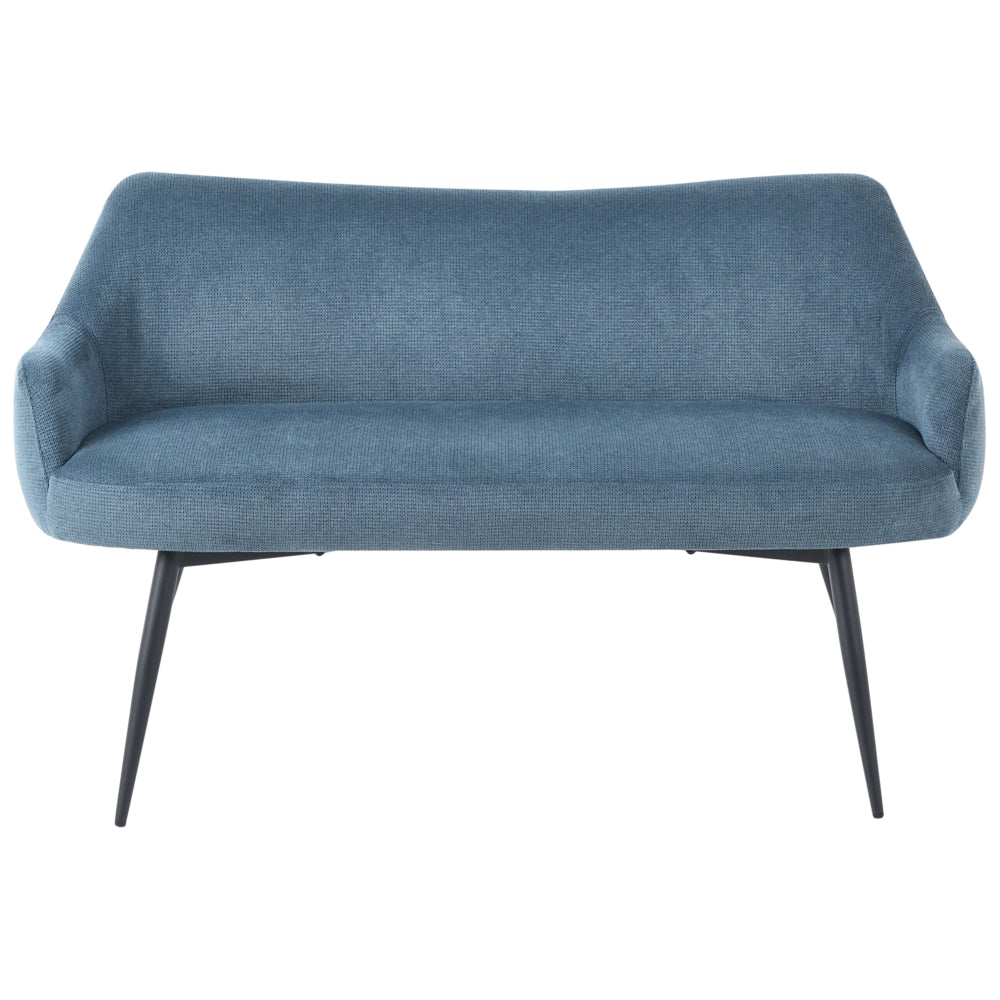 Divano da cucina Blu Tessuto poliestere Rivestimento a 2 posti Struttura in metallo Gambe nere Panca
