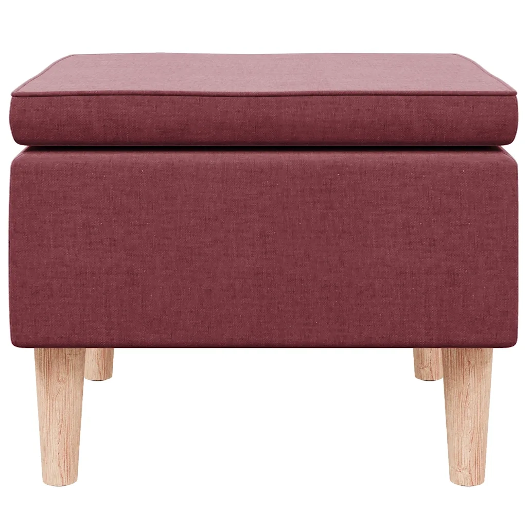 Poggiapiedi con Gambe in Legno Rosso Vino in Tessuto cod mxl 46505