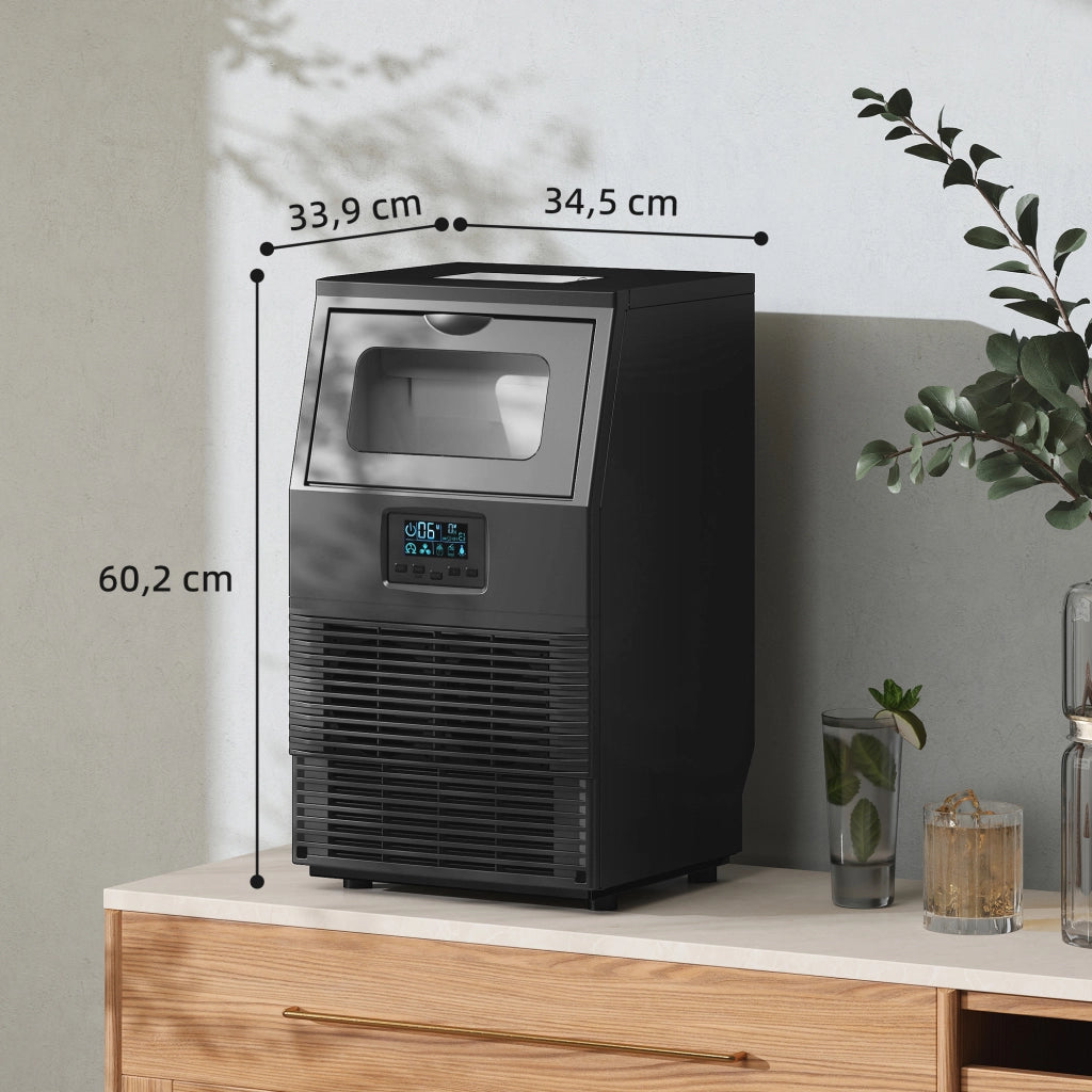 Macchina per Ghiaccio Autonoma 30 kg/24H ¨C zephmum ¨C 4 kg Serbatoio, Timer, Acciaio, Nero
