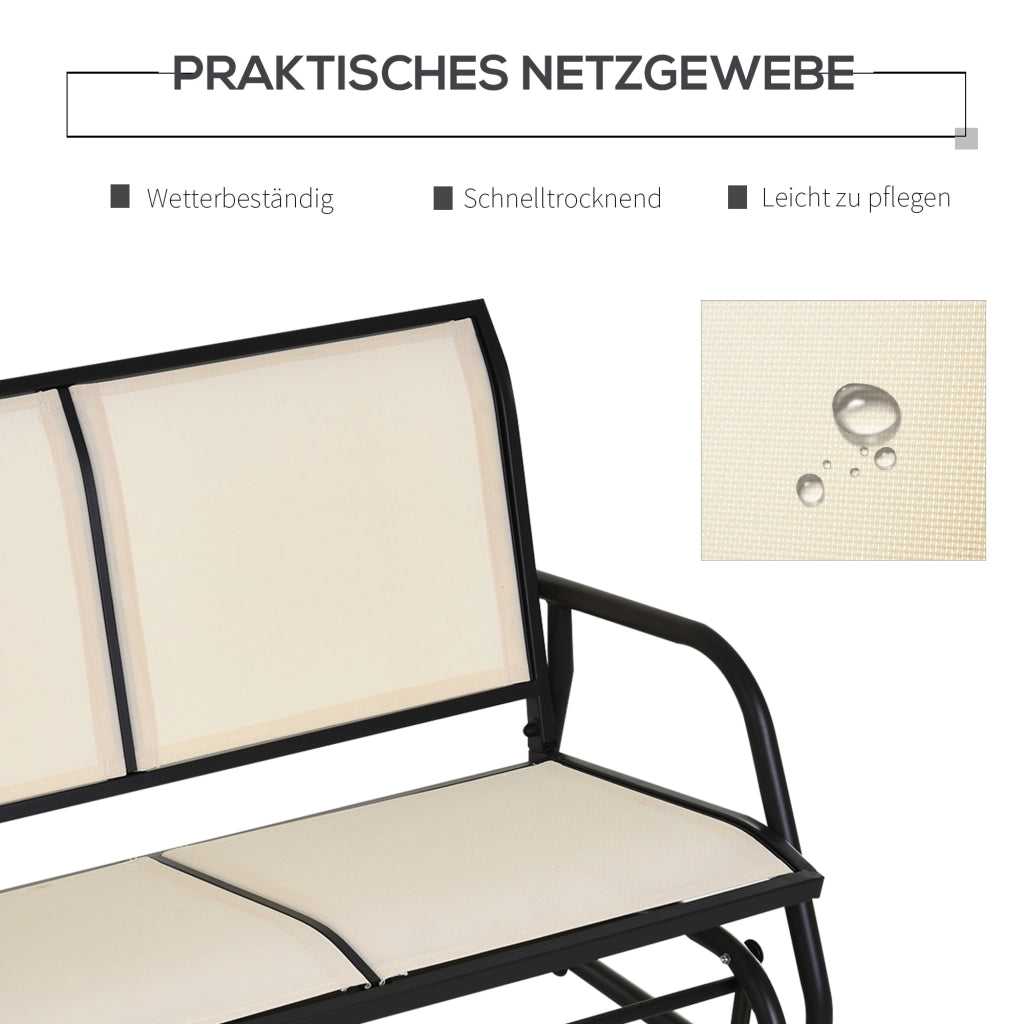 Altalena da giardino a 2 posti panca a dondolo in metallo beige