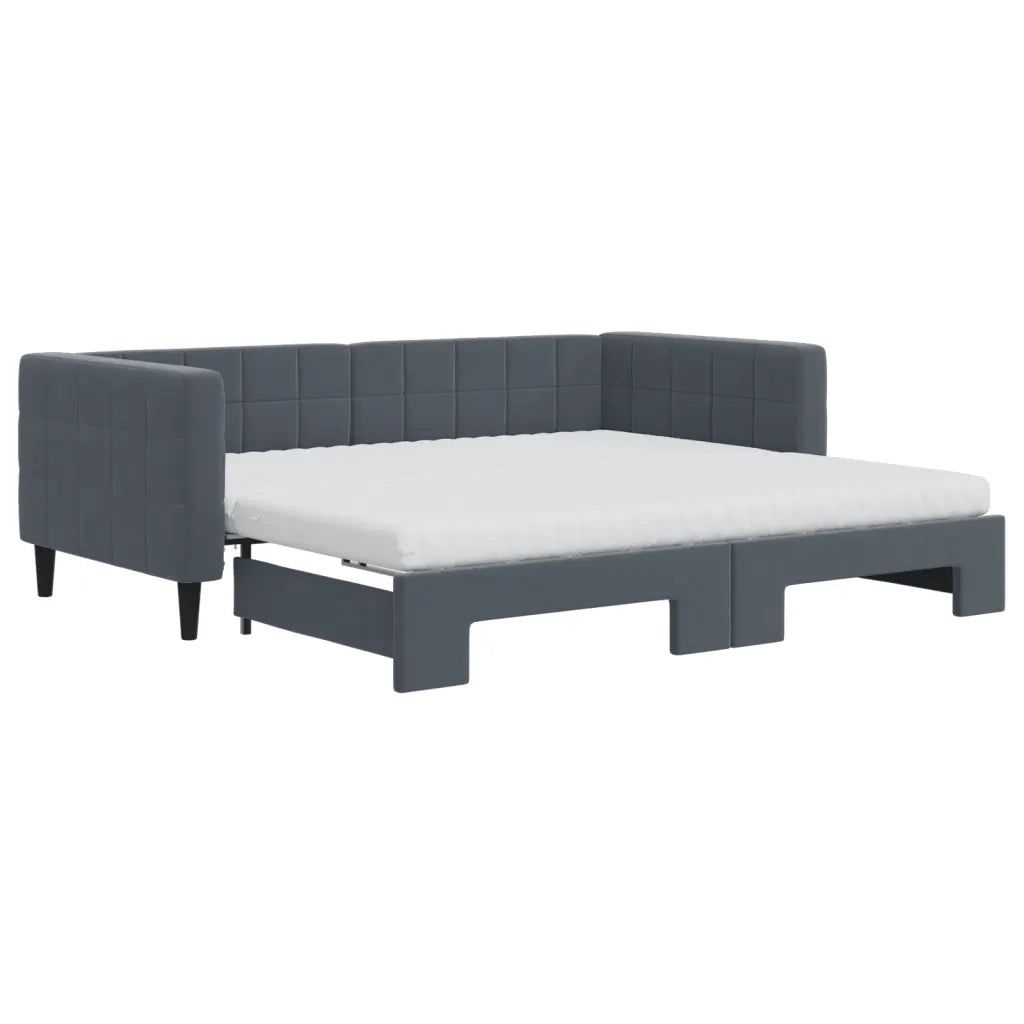 Divano Letto Estraibile Materassi Grigio Scuro 90x190cm Velluto 3196729