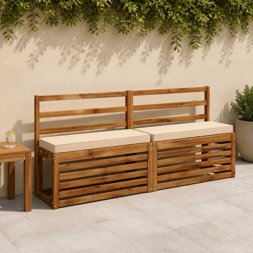 Cuscini per Panchina a 2 Pezzi VUGHT 2 pz 100% Poliestere Crema 950437