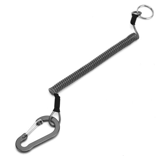 Lanyard Opgerold con Spirale Elastica per Chiavi - Maniglia di Sicurezza per Pesca e Campeggio