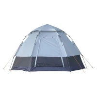 Tenda da Campeggio 2 Posti con Apertura Automatica e Accessori, in Acciaio e Tessuto Oxford, Grigia e Nera